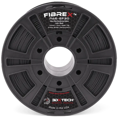 Black - 1.75mm 3DXTech FibreX™ PA6+GF30 Nylon Filament - 0.5 kg
