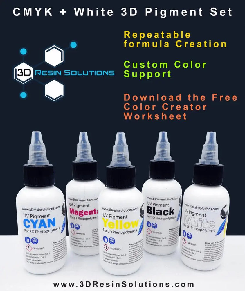 3D Resin Solutions CMYK + White 3D Pigment Set