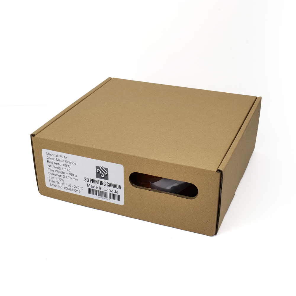 Orange- Canadian-made Matte PLA+ Filament - 1.75mm, 1kg 3D Printing Canada