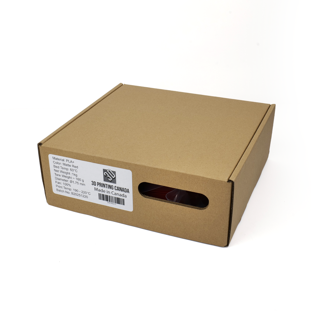 Red - Canadian-made Matte PLA+ Filament - 1.75mm, 1kg 3D Printing Canada