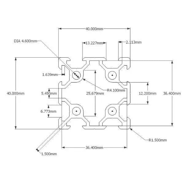 4040 V-Slot Extrusion 20-Series 40mm X 40mm X 1m - Noir