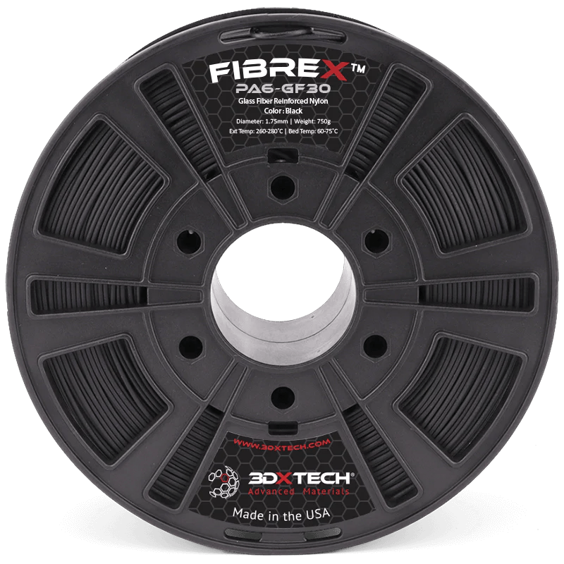 Black - 1.75mm 3DXTech FibreX™ PA6+GF30 Nylon Filament - 0.5 kg