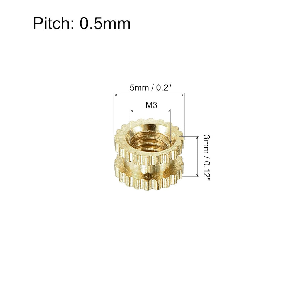 M3 x 3mm(L) x 5mm(OD) Female Thread Brass Knurled Threaded Insert Nuts - 3 Pack 3D Printing Canada