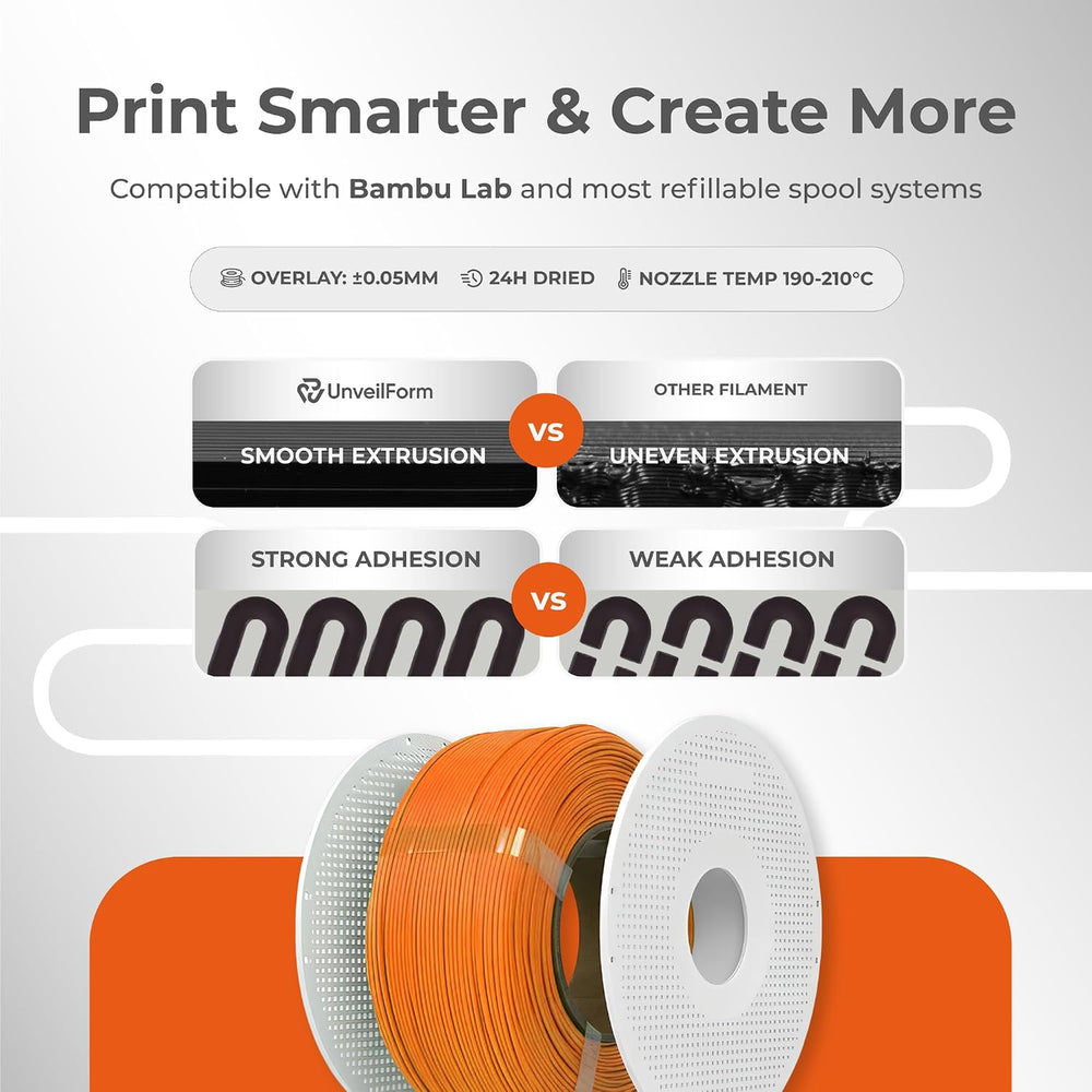 Orange - Unveil Form Refill PLA - 1.75mm, 1kg Unveil Form