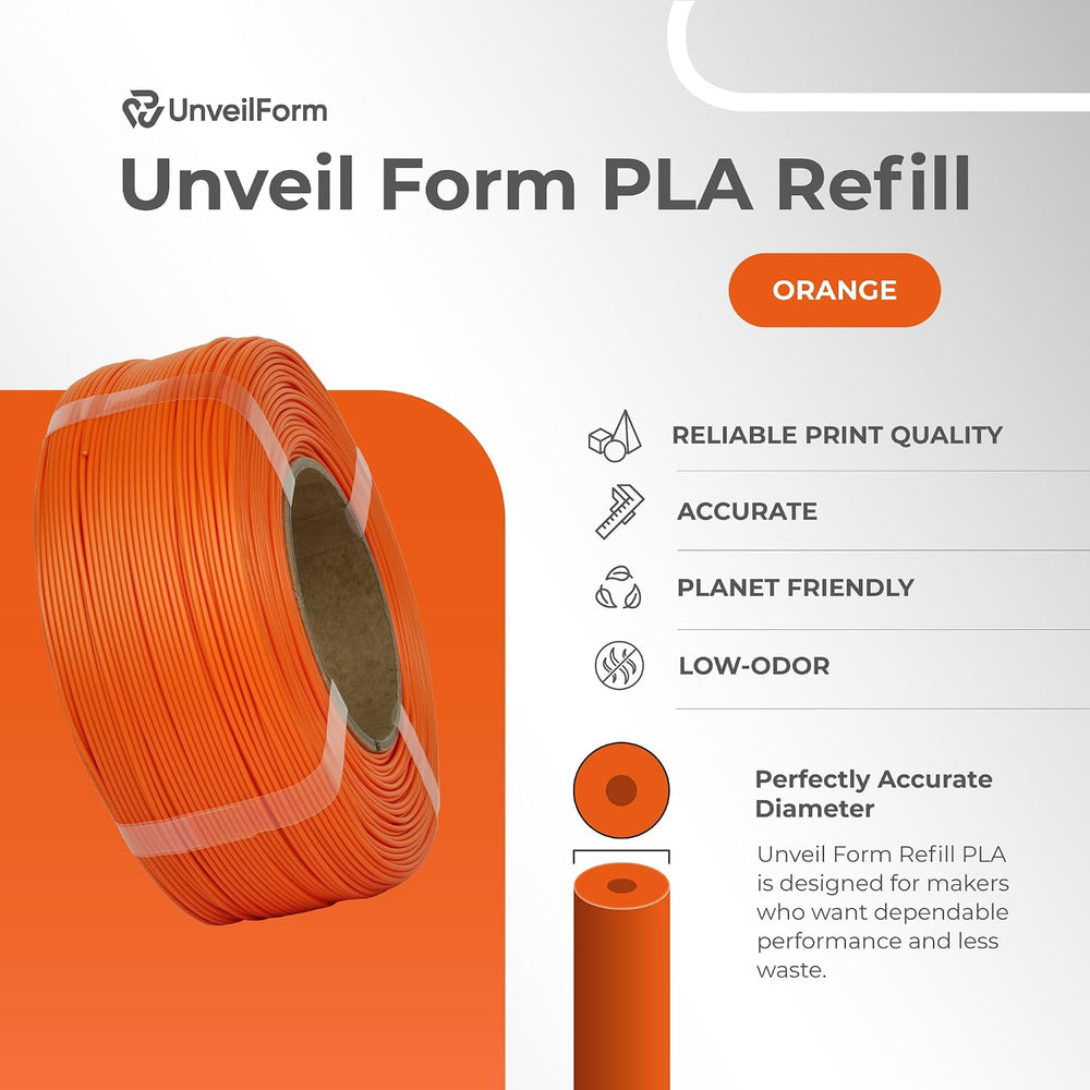 Orange - Unveil Form Refill PLA - 1.75mm, 1kg Unveil Form