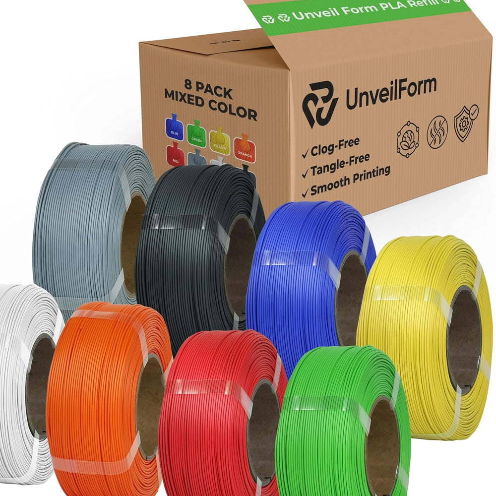 Mixed Colour - Unveil Form Refill PLA - 1.75mm, 8x 1kg Unveil Form