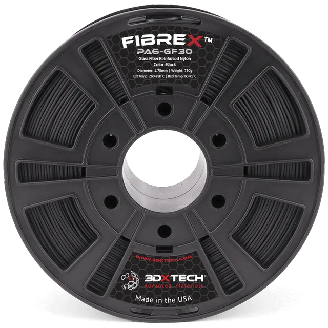 Noir - Filament en nylon 3DXTech FibreX™ PA6+GF30 de 1,75 mm - 0,5 kg