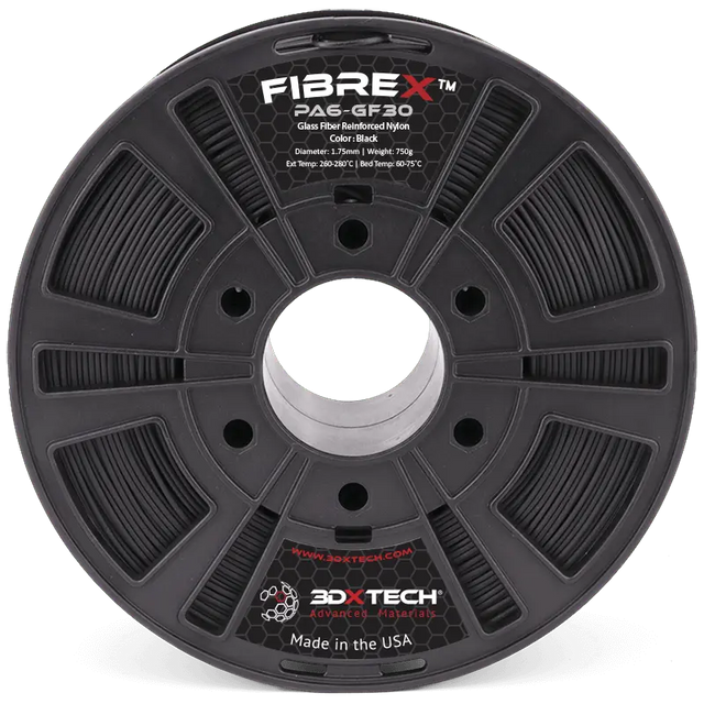 Noir - Filament en nylon 3DXTech FibreX™ PA6+GF30 de 1,75 mm - 0,75 kg