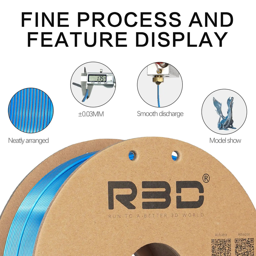 Black/Blue - R3D Dual Colour Silk PLA Magic Filament - 1.75mm, 1kg R3D