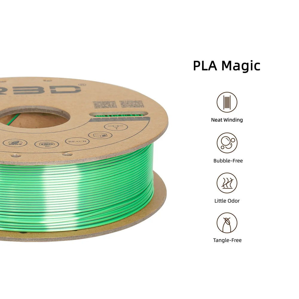 Black/Green- R3D Dual Colour Silk PLA Magic Filament - 1.75mm, 1kg R3D