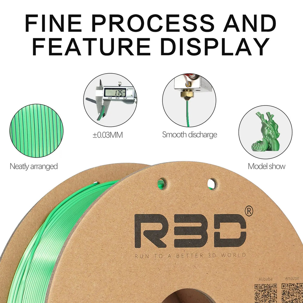 Black/Green- R3D Dual Colour Silk PLA Magic Filament - 1.75mm, 1kg R3D