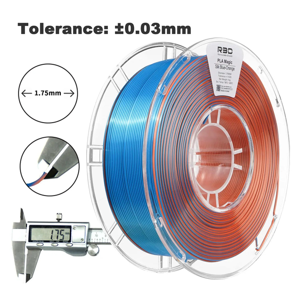 Blue/Orange - R3D Dual Colour Silk PLA Magic Filament - 1.75mm, 1kg R3D