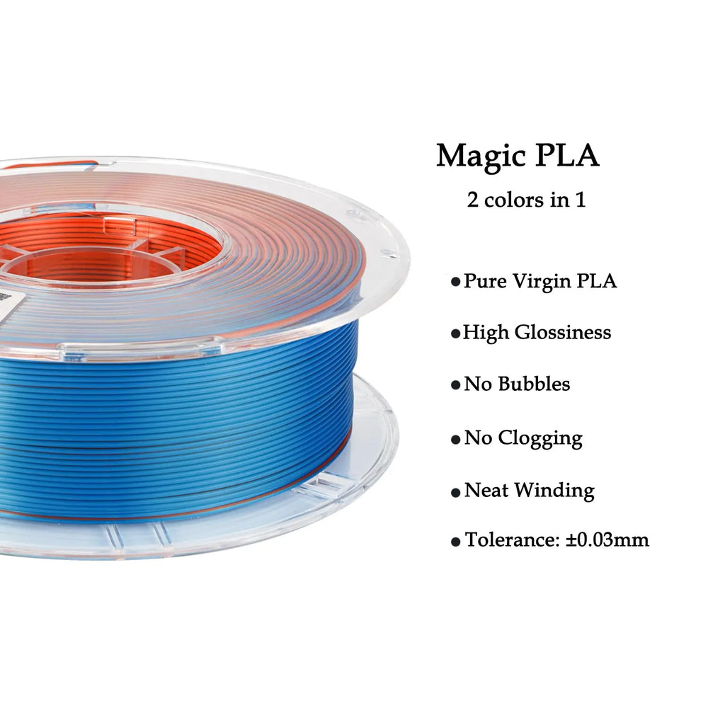 Blue/Orange - R3D Dual Colour Silk PLA Magic Filament - 1.75mm, 1kg R3D