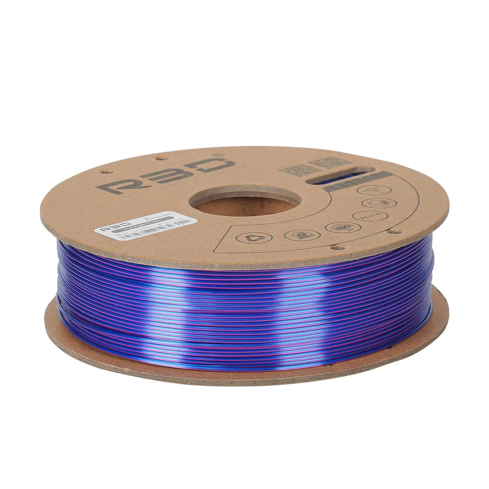 Blue/Purple/Black - R3D Tri Colour Magic Silk PLA Filament - 1.75mm, 1kg R3D