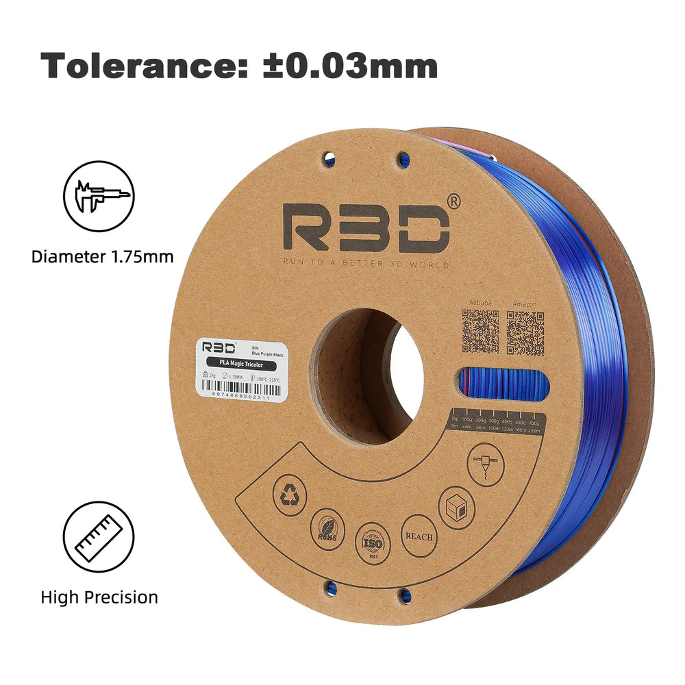 Colour R3d R3D Tri Color Silk PLA Blue Purple Black 1.75mm 1kg