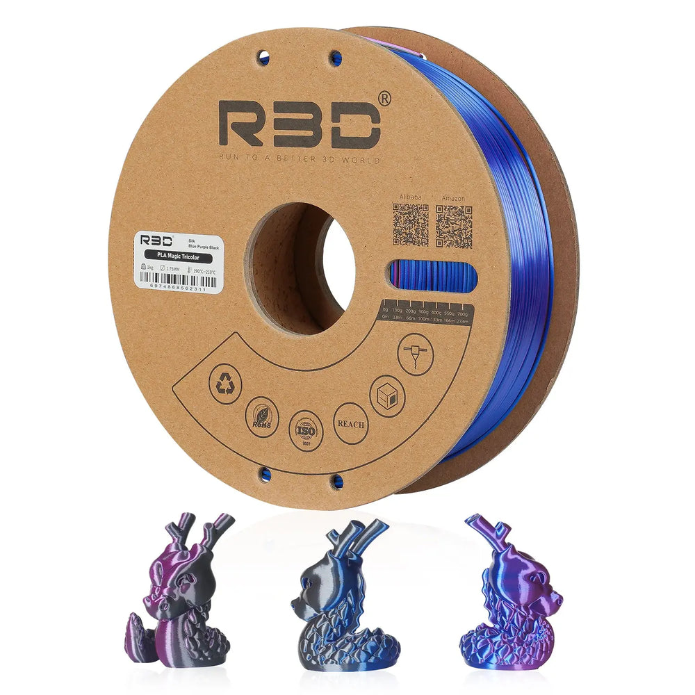 Colour R3d R3D Tri Color Silk PLA Blue Purple Black 1.75mm 1kg