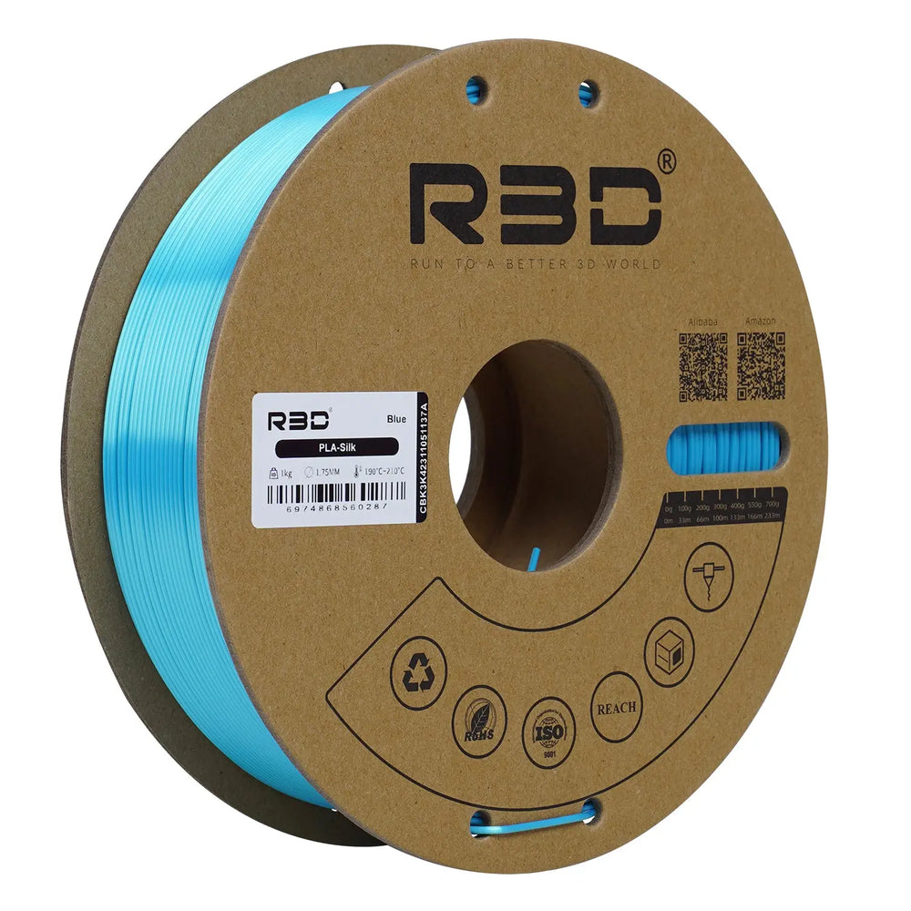 Blue - R3D Silk PLA Filament - 1.75mm, 1kg R3D