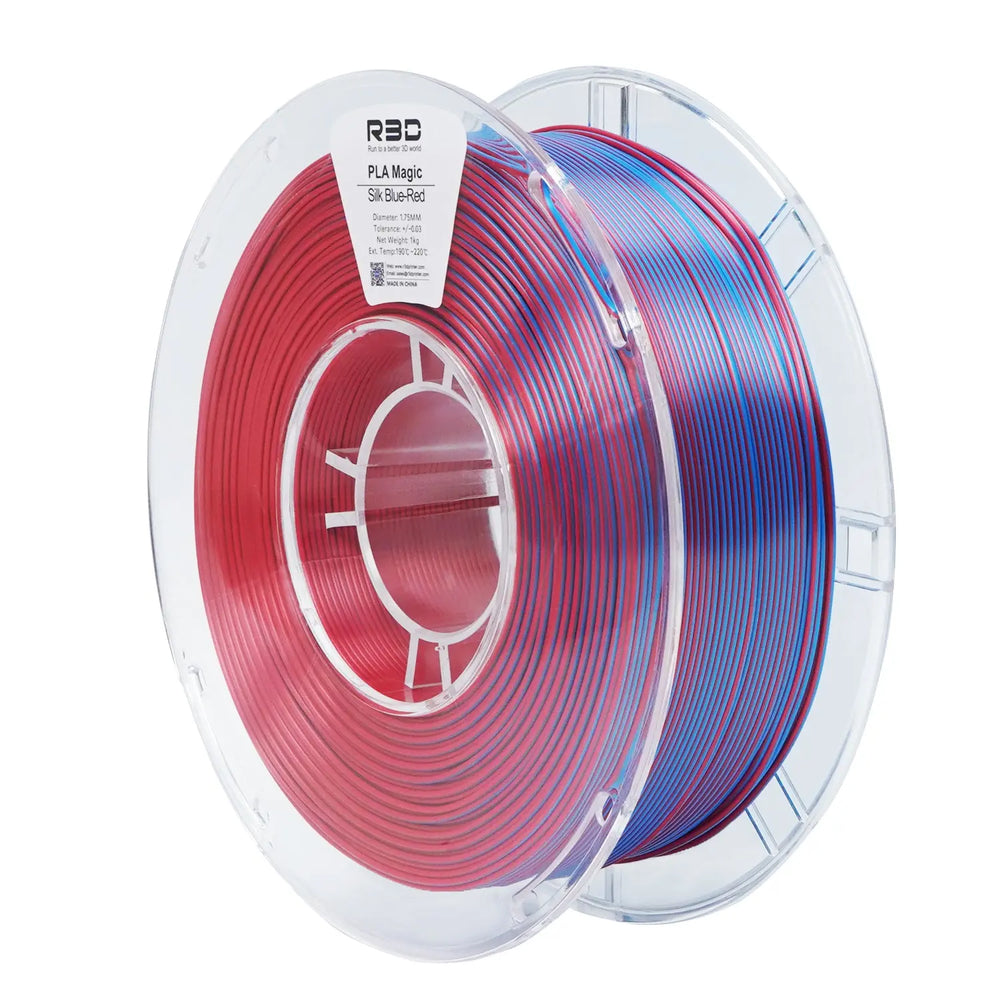 Blue/Red - R3D Dual Colour Silk PLA Magic Filament - 1.75mm, 1kg R3D