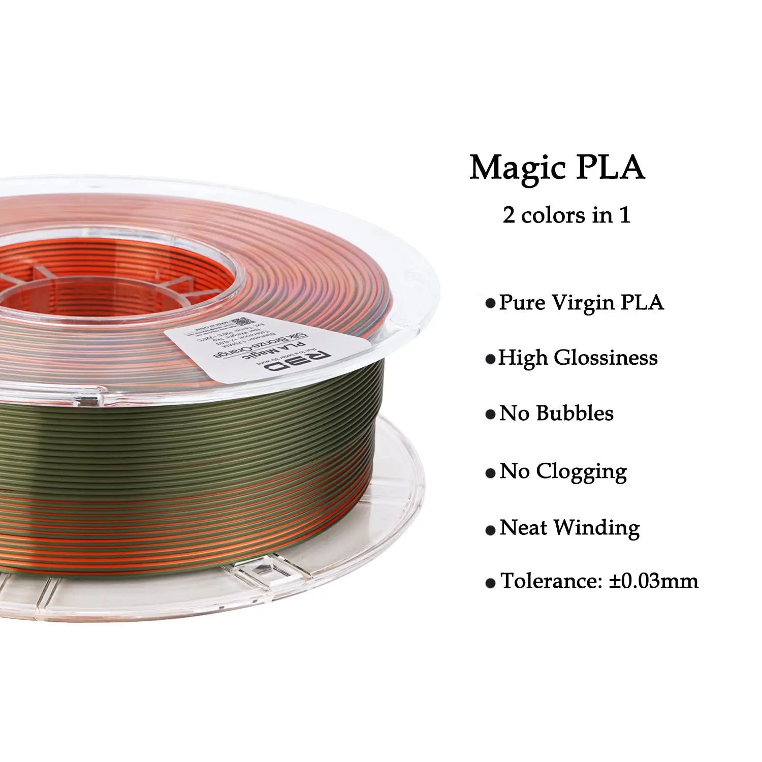 Bronze Orange R3D Dual Color Silk PLA Filament 1.75mm 1kg