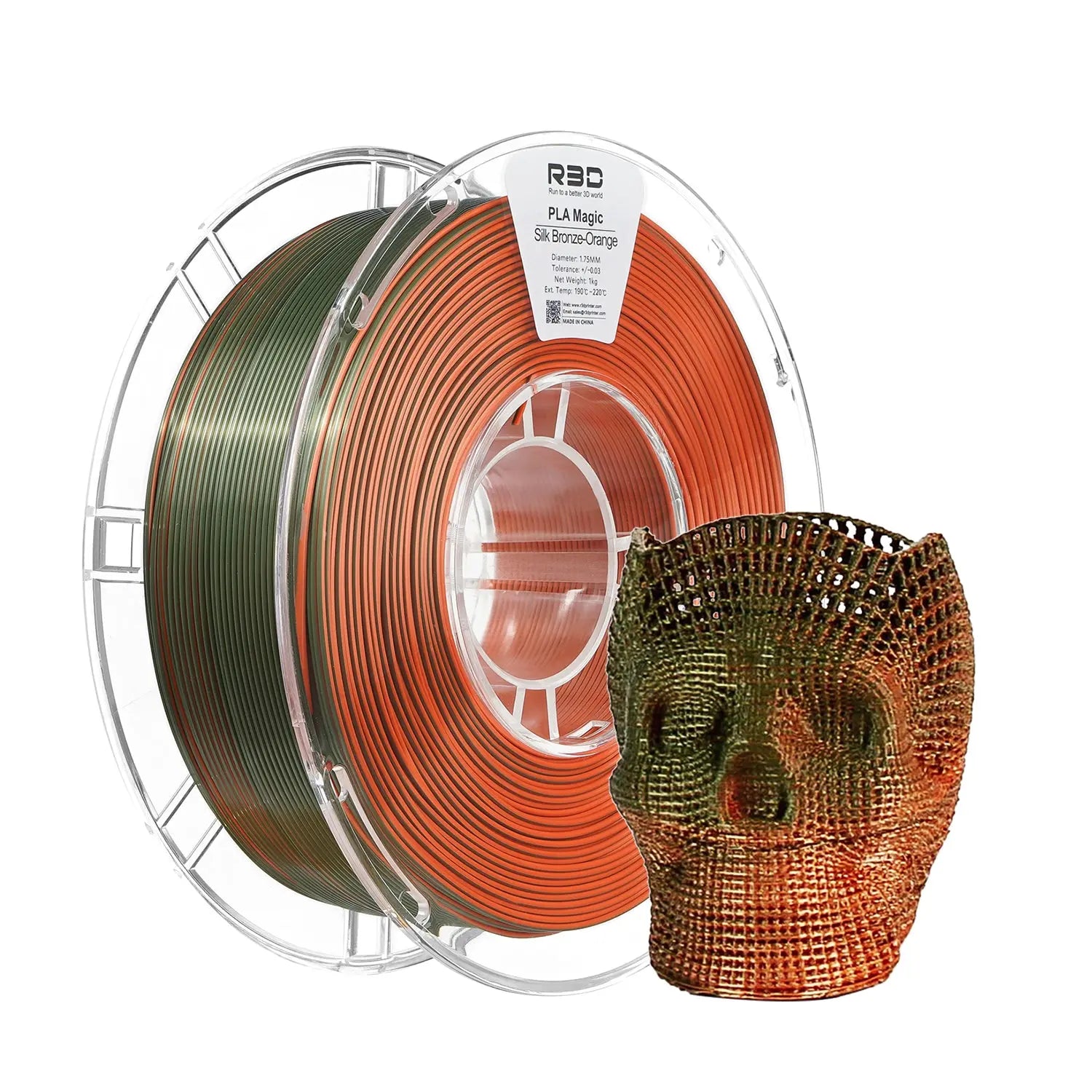 Bronze Orange R3D Dual Color Silk PLA Filament 1.75mm 1kg