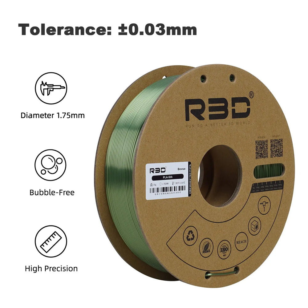 Bronze - R3D Silk PLA Filament - 1.75mm, 1kg R3D