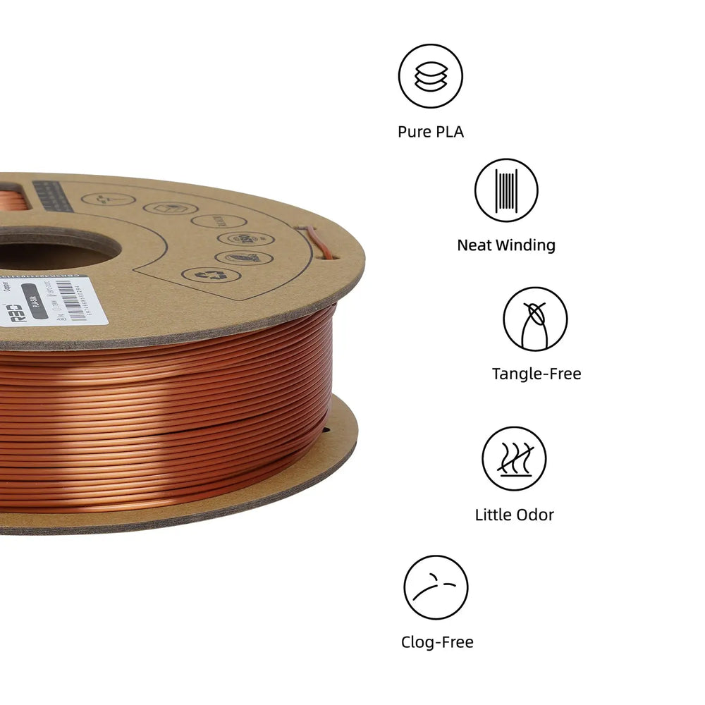 Copper - R3D Silk PLA Filament - 1.75mm, 1kg R3D