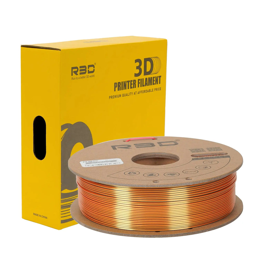 Gold/Copper/Black - R3D Tri Colour Magic Silk PLA Filament - 1.75mm, 1kg R3D