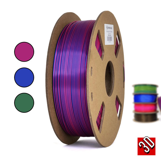 Red/Blue/Green - Polychromatic Tri-Colour Silk PLA Filament - 1.75mm, 1kg