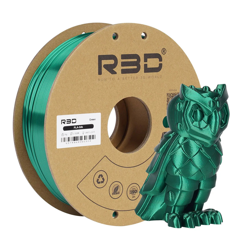 Green - R3D Silk PLA Filament - 1.75mm, 1kg R3D