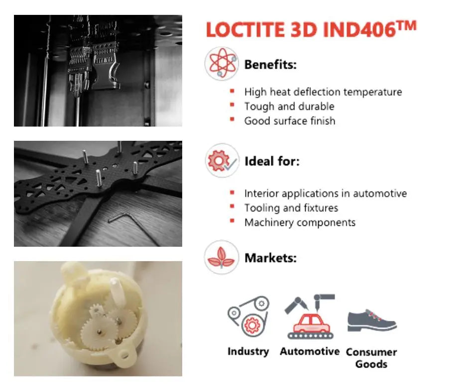 Henkel LOCTITE 3D IND406 Tough Haute Température - Noir - 1 kg