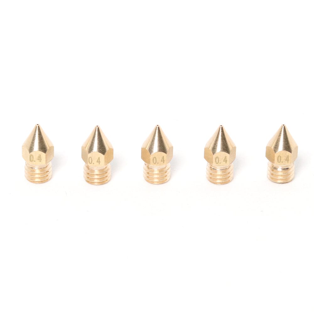 MK8 Brass Nozzle 3mm-0.4mm (5mm Thread Length) (5 Pack)