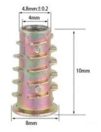 M4x10mm Screw-in Insert Nut - 10 Pack