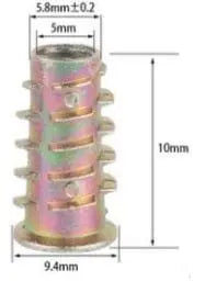 M5x10mm Screw-in Insert Nut - 10 Pack