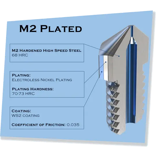 Micro Swiss M2 Hardened High Speed Steel Nozzle - MK8 (CR10 / Ender / Tornado / MakerBot) - 0.4mm