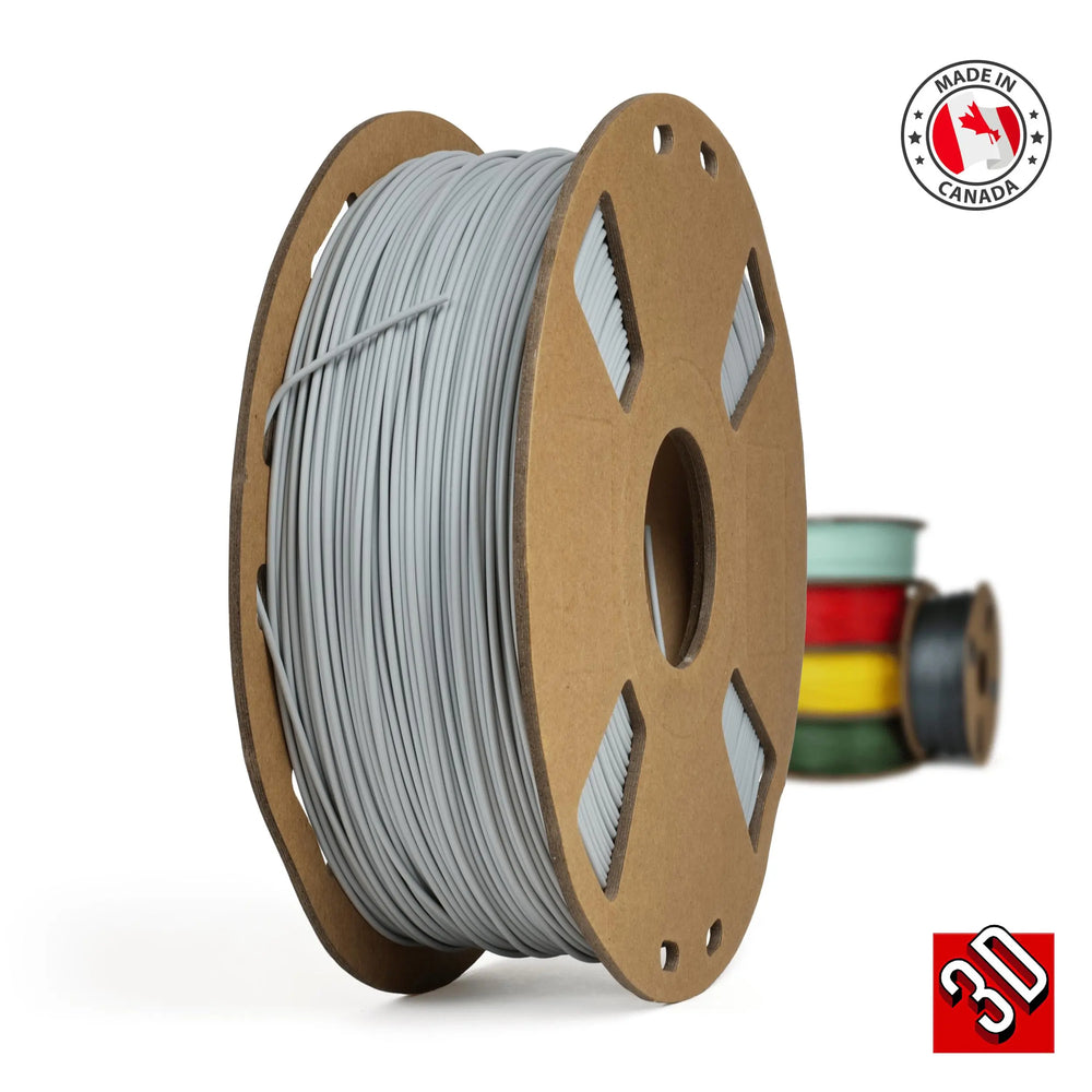 Gris moyen - Filament PLA+ fabriqué au Canada - 1,75 mm, 1 kg