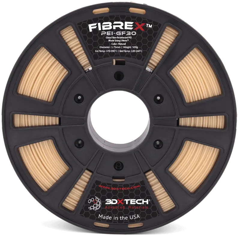 Natural - 1.75mm 3DXTech FibreX™ PEI+GF30 Glass Fiber ULTEM™ Filament - 0.25kg