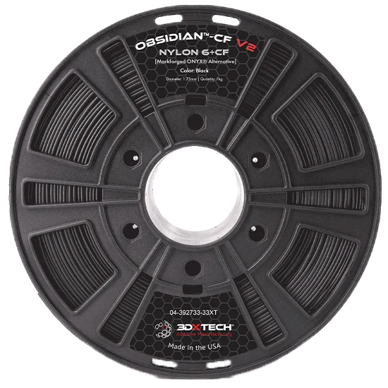 Black - 1.75mm 3DXTech Obsidian™ PA6+CF V2 Nylon Filament - 1kg 3DXTech