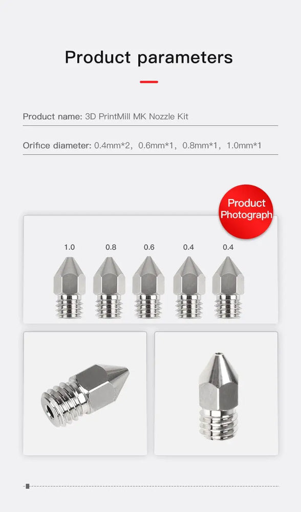 Kit de buse en alliage de cuivre plaqué Creality MK8 officiel 1,75 mm