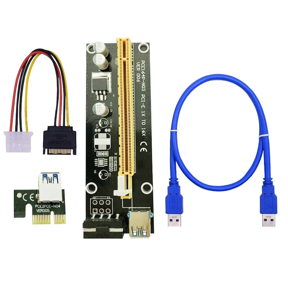 Carte Riser PCI-E 1x à 16x - Alimentation Molex 4 broches - VER006