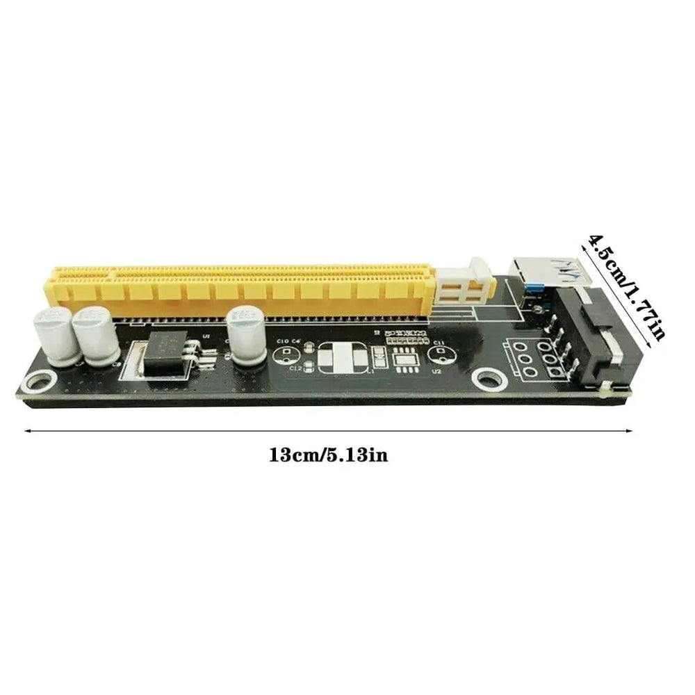 Carte Riser PCI-E 1x à 16x - Alimentation Molex 4 broches - VER006