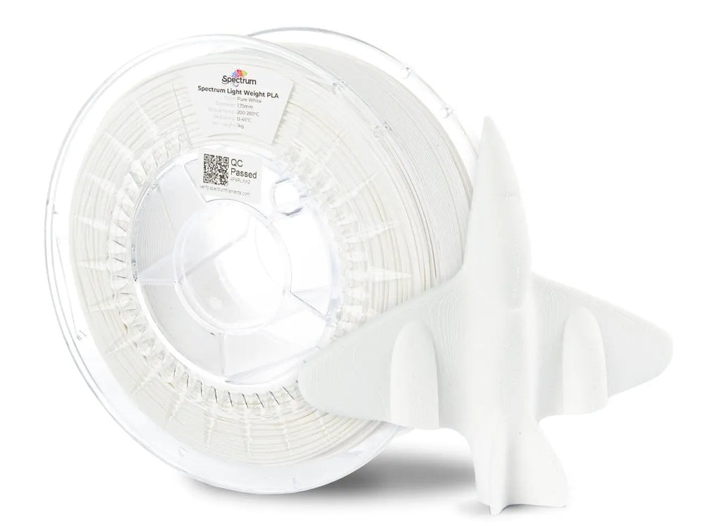 Pure White - Spectrum Light Weight PLA Filament - 1.75mm, 1kg