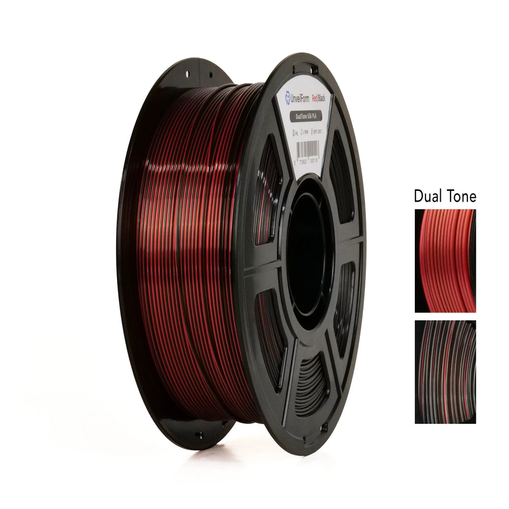 Red/Black - Unveil Form DualTone Silk PLA - 1.75mm, 1kg Unveil Form