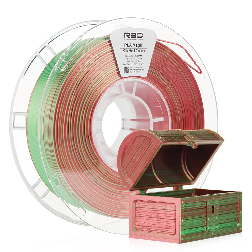 Red/Green - R3D Dual Colour Silk PLA Magic Filament - 1.75mm, 1kg R3D