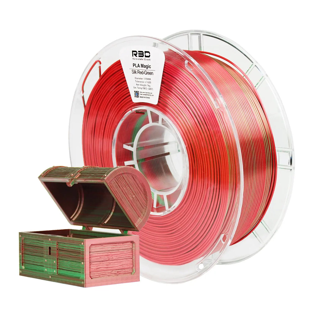 Red/Green - R3D Dual Colour Silk PLA Magic Filament - 1.75mm, 1kg R3D