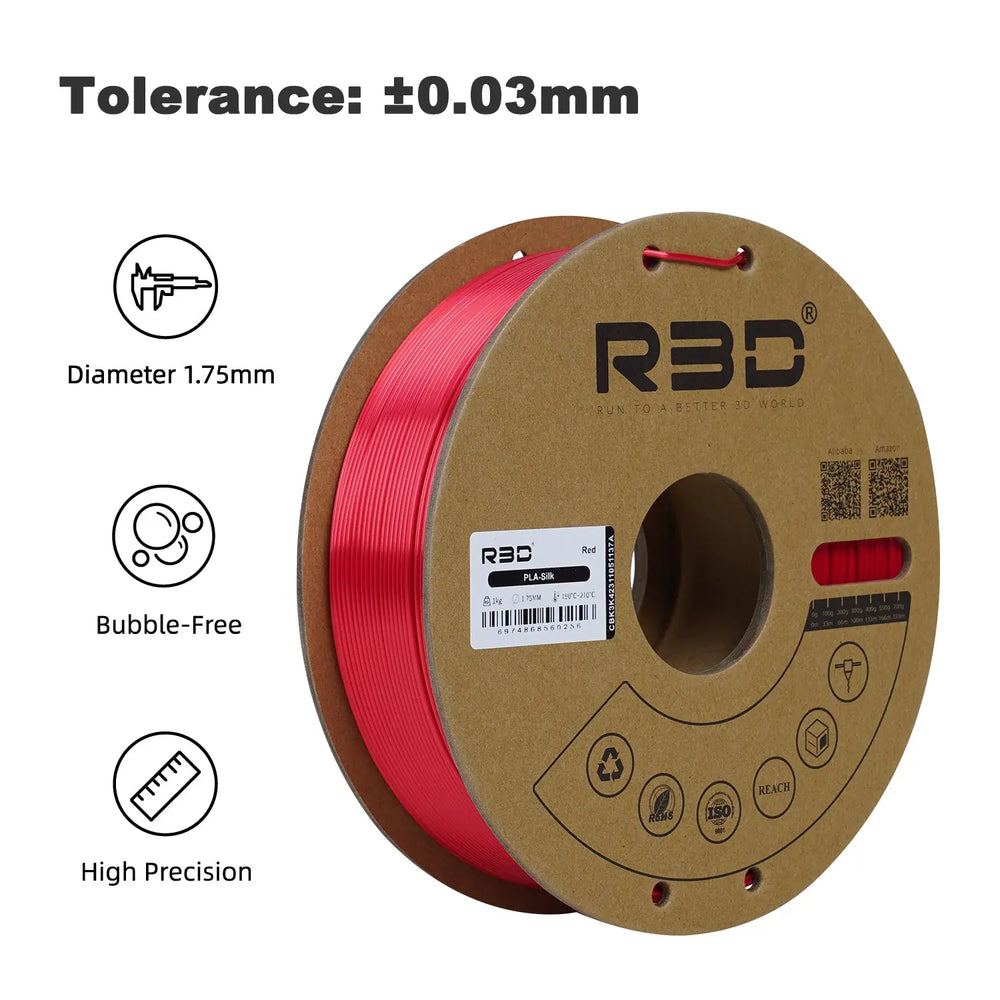 Redes En R3d Red - R3D Silk PLA Filament - 1.75mm, 1kg - 3D Printing Canada