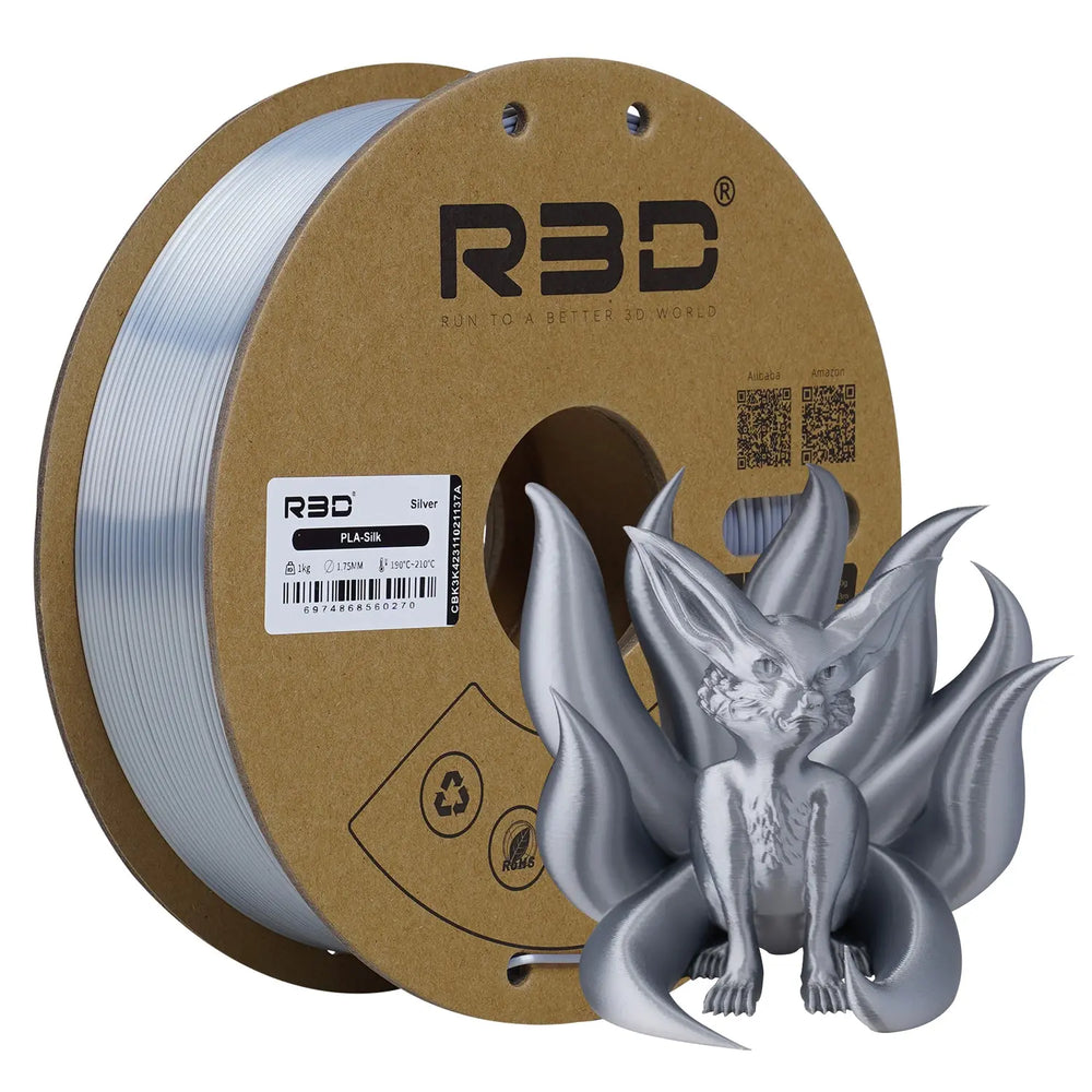 Silver - R3D Silk PLA Filament - 1.75mm, 1kg R3D