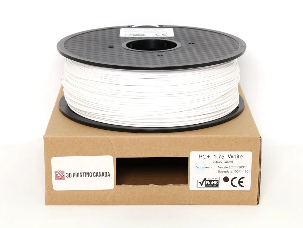 White - Standard PC+ Filament - 2.85mm, 10kg 3D Printing Canada