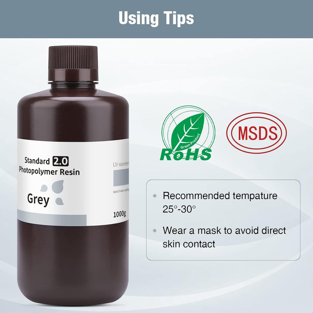 ELEGOO Standard 2.0 Resin 1000G - Grey 3D Printing Canada