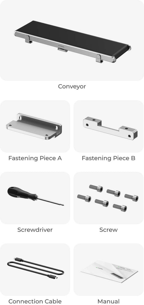 List of items included with the conveyor