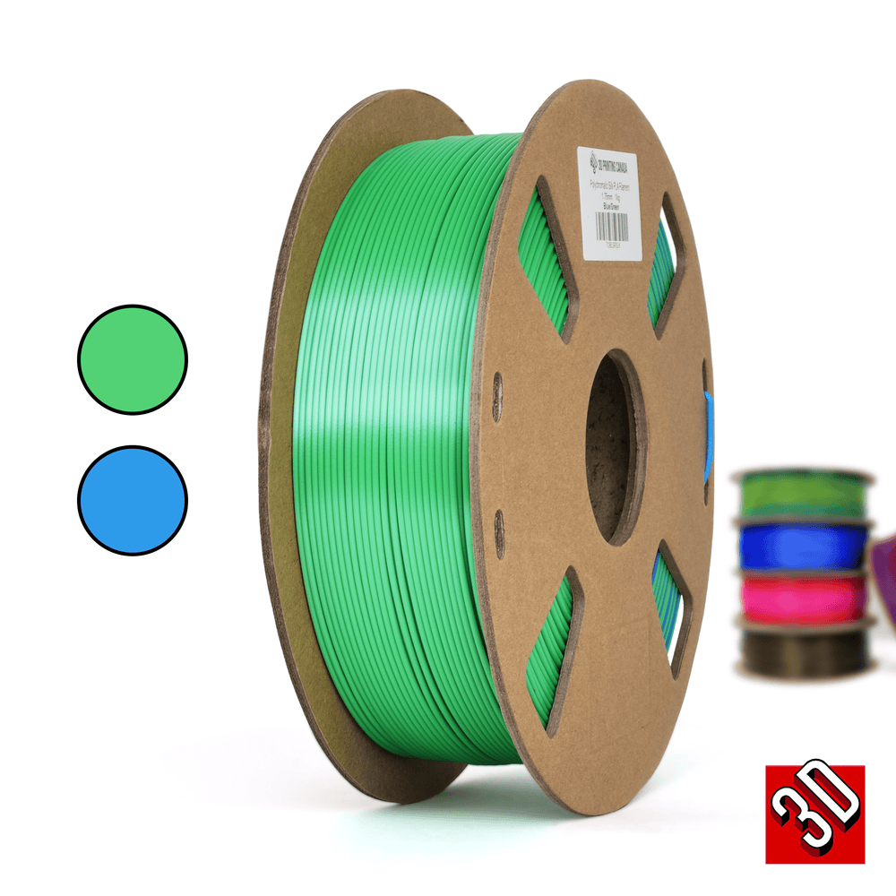 Bleu/Vert - Filament PLA Soie Bicolore Polychromatique - 1.75mm, 1 kg